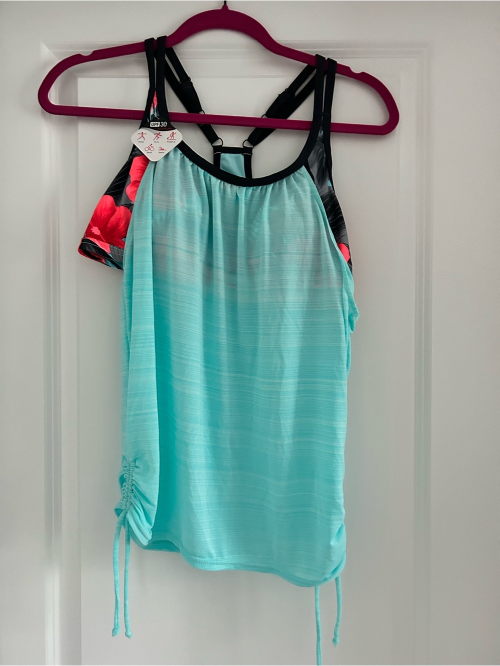 ZeroXposur Aqua Floral-Strap Performance Tank